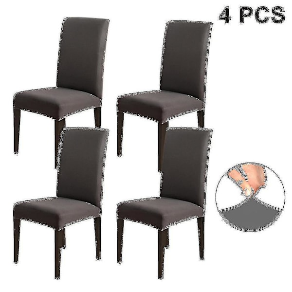 4-pack Stolsöverdrag Stretch Avtagbara Tvättbara Dark gray