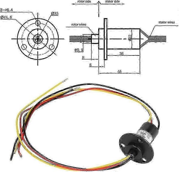 3-leder slæbering 250RPM 15A 0-600V til vindmølle generator