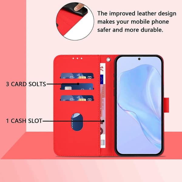 Lanyard PU-deksel for OPPO Reno7 5G Global Red