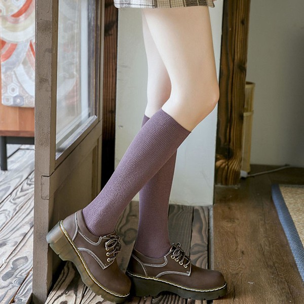 1 Par Kvinders Lange Strømper Bløde Høj Elasticitet Ensfarvet Tyk Anti-slip Varme Casual Stribet Struktur Kvinders Strømper Vinter Tilbehør Dark Green One Size