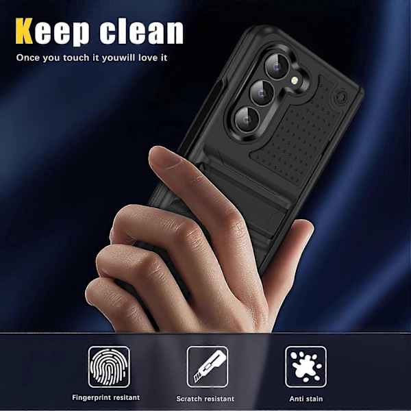 Til Samsung Galaxy Z Fold 6 Etui med Støttefod, Stødsikker 2 i 1 Silikon Gummi med Hård PC Robust Fuldt Krops Etui til Z Fold 6 Red Black For Galaxy Z Fold 6