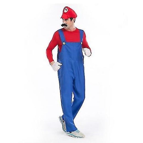 Voksen Herre Super Mario Bros Fancy Dress Cosplay Costume-n Red M