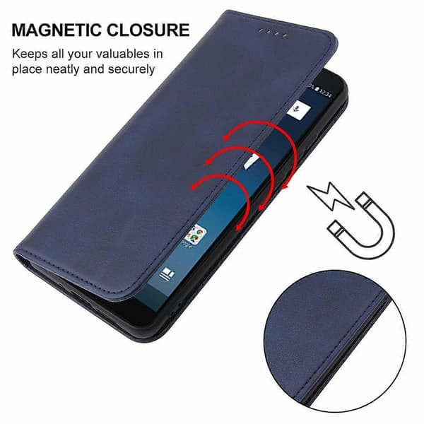 Magnetiskt läderfodral för Samsung Galaxy Feel 2 Blue