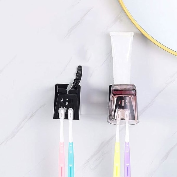 Tandbørsteholder Vægmonteret tandbørsteholder Punchfri rustfrit stål Hjemmebadeværelse Hotel Vandtæt fugttæt tandbørsteholder (farve: 2)