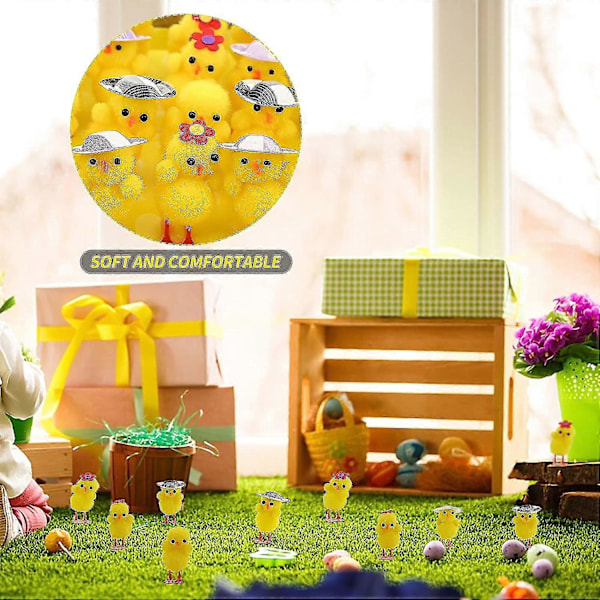 Zk-36 stk. Påskekyllinger | 4 cm - Høye Mini Påskekyllinger Cap Chicken Set of 24
