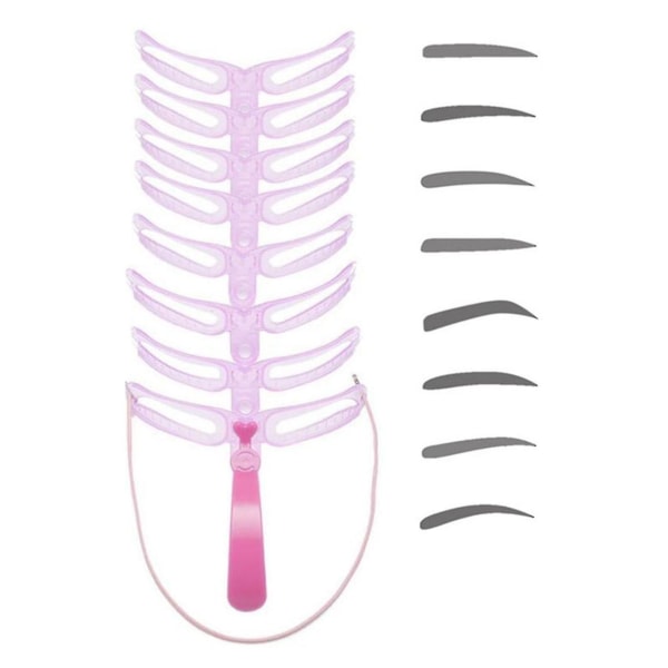 8 st Ögonbrynsschabloner med handtag och rem Tvättbar återanvändbar ögonbrynsmall