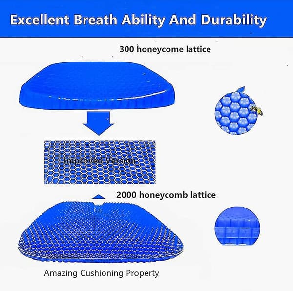 Gel sete pute ortopedisk, pustende sete pute Honeycomb Bionic stol