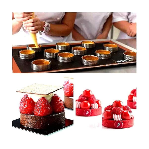 Perforert tertering, 25 stk 5 cm perforert kakemoussering, DIY runde terteringer for baking av dessert