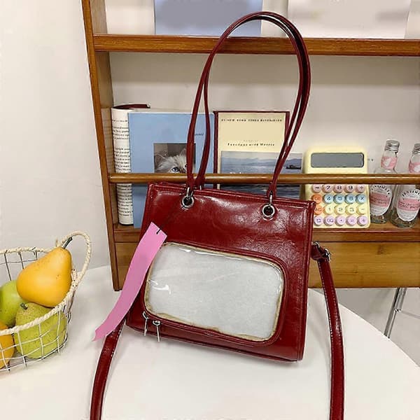 Ita Väska Multifunktionell Ryggsäck Crossbody Väska Messenger Axelväskor för Anime Display Mode Hanbag Satchel Plånböcker Vit Red