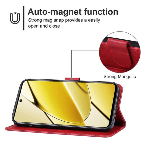 Læder telefoncover til Realme 11 5G Red