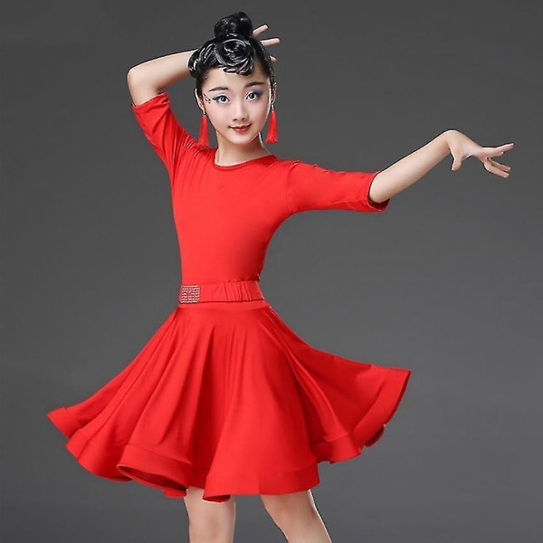 Latin Dance Kjole Rose Bud Cherry Dress 130126-134CM)