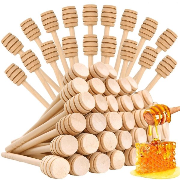 100 STK Honey Dipper Sticks Mini Honey Dippers 6 Tommer Honey Dipper Omrørere Honeycomb Wood Color