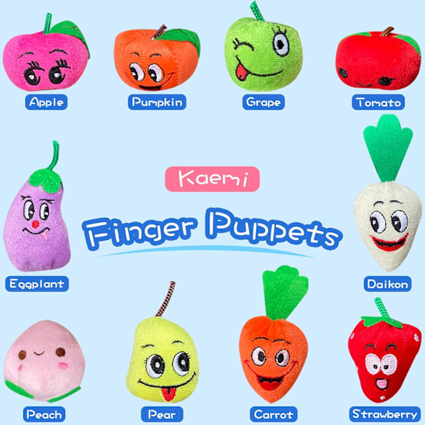 10 st fingerdockor för småbarn, mjuka plysch marina djur fingerdocka leksaker för berättelsetid lektid visar festgåvor, pedagogiska dockor 10 Pcs Fruit Finger Puppet