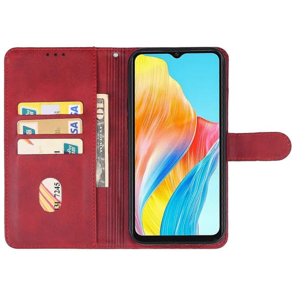 Læder telefoncover til OPPO A38 Red