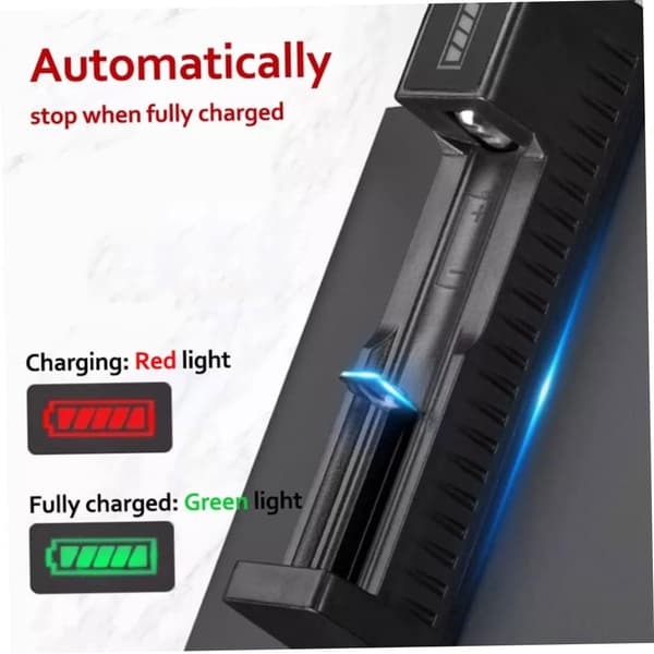 Smart USB litiumbatterilader 1A hurtiglading for 18650, 26650, 14500 4.2V oppladbart litium