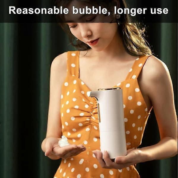 Automatisk sæbedispenser med sensor, stor kapacitet, USB genopladelig, intelligent induktionsskum H White B