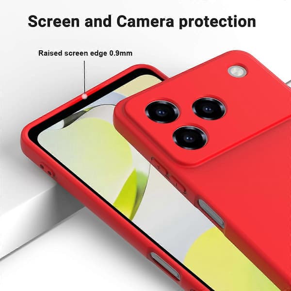 Kompatibel med ZTE Blade A76 4G flytende silikondeksel telefonbakdeksel med håndstropp Red