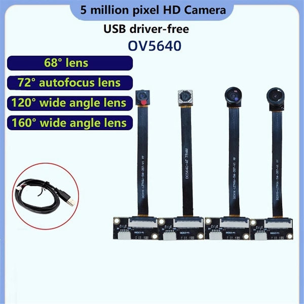 OV5640 5 millioner videokameramodul bærbar USB-stasjonsfri modul for gjør-det-selv elektronisk komponent,16 Black
