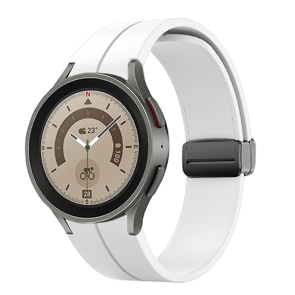 Vikbar mjuk silikon magnetisk spännrem för Samsung Galaxy Watch 4/5 Watch5 Pro sportrem White
