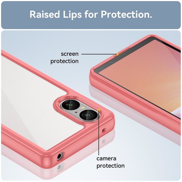 Til Sony Xperia 5 V etui TPU+akryl Mobiltelefon Rygbeskytter Cover- Red Style B Sony Xperia 5 V