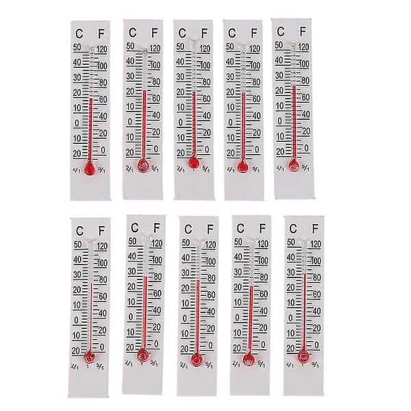 10 st 5cmx1.1cm Miniatyr Papptermometer Inomhus -20-50 Celsius 10PCS