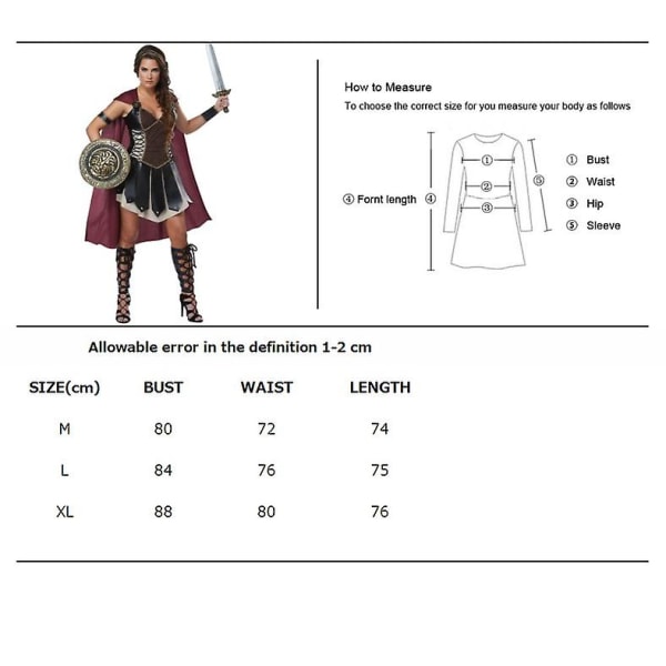 Halloween Xena Gladiator Cosplay-kostyme Kvinne Spartan 300 Warrior Outfit Dress Roman Soldier Fancy Dress XL
