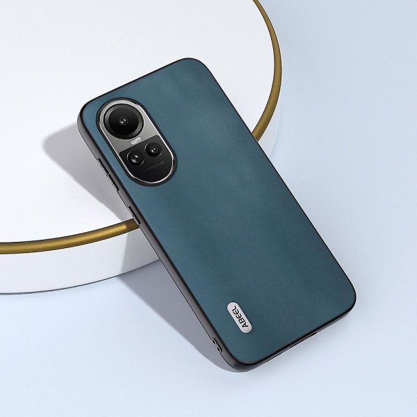 För Oppo Reno10 Pro 5g /reno10 5g (global) Anti-drop cover äkta koläder+pc+tpu- case Green