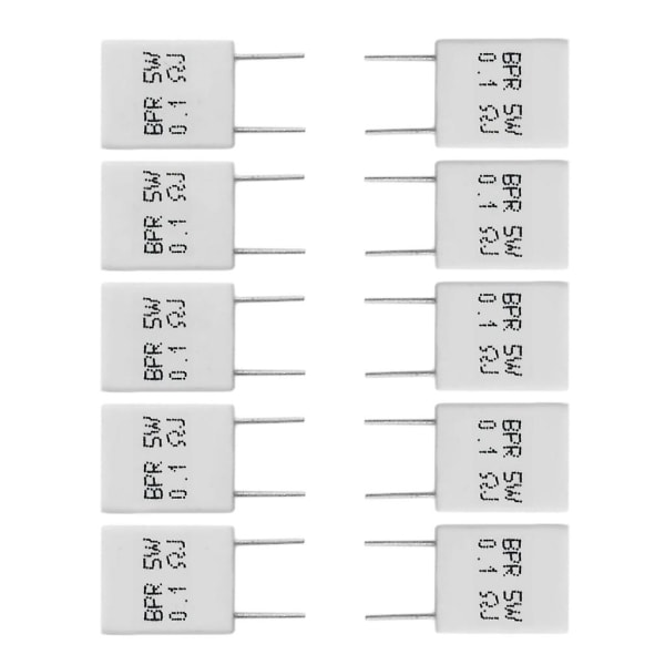 10 Stk 0,1r 5 For W 5% Cementmodstand 0,1ohm Ikke-induktiv modstand Bpr56