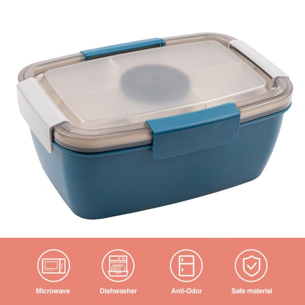 Sallad Lunchbox behållare 5-fack Stor kapacitet Stapelbar BPA-fri Läcksäker salladsbehållare med sked Green