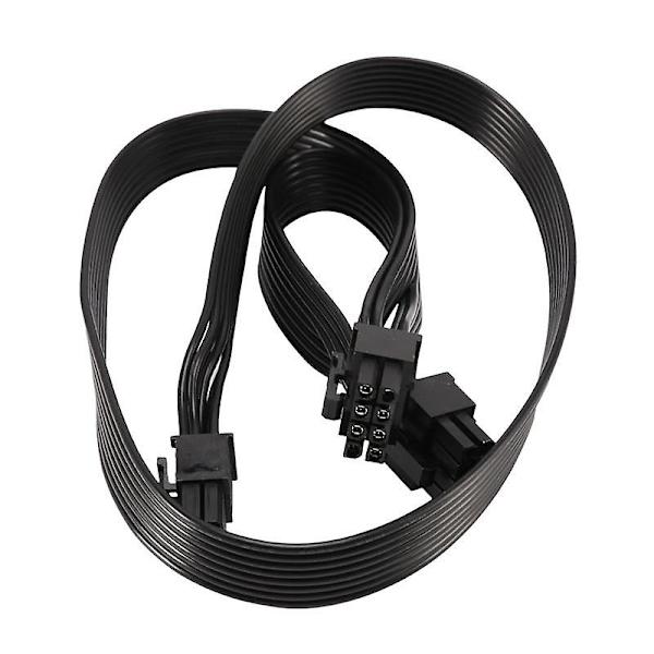 6x Pci-e 6 ben til 2 porte 6+2 ben strømforsyningskabel 6 pin til 8 pin til V Series V850 V700 V1000 Modu black