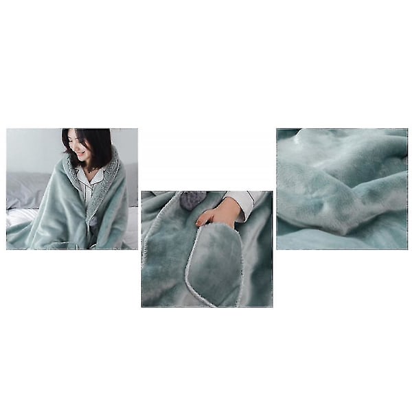 Pledd Supermyk Bløt Løstsittende Komfortabel Nattkjole Fleece Pledd Hettematte Voksen Blå