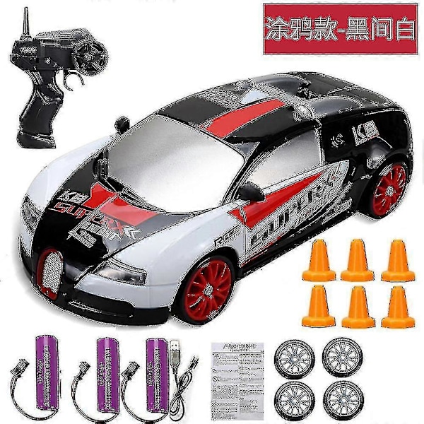 2.4g Drift Rc Bil 4wd Rc Drift Bil Leketøy Fjernkontroll Gtr Modell Ae86 Kjøretøy Bil Rc Racing Bil Leketøy For Barn Julegaver Bugatti W-3Battery
