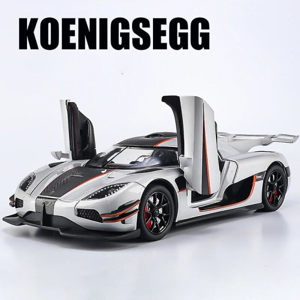 1:24 Koenigsegg One 1 One:1 Alloy Die Cast Legetøj Bilmodel Lyd og lys Træk tilbage Børnelegetøj Samleobjekter Fødselsdagsgave Blue