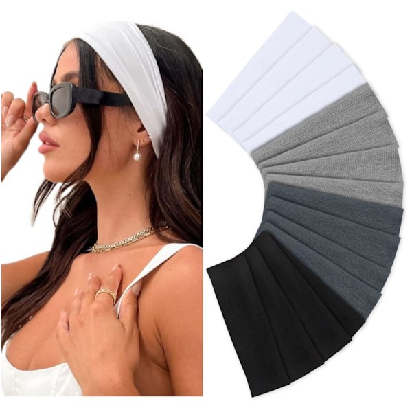 Hårband för Kvinnor 16-pack Elastiska Hårband för Kvinnor Hår Halksäkra Mjuka Tyg Sweatband Yoga Löpning Sport Hårtillbehör FASHION NEEDED