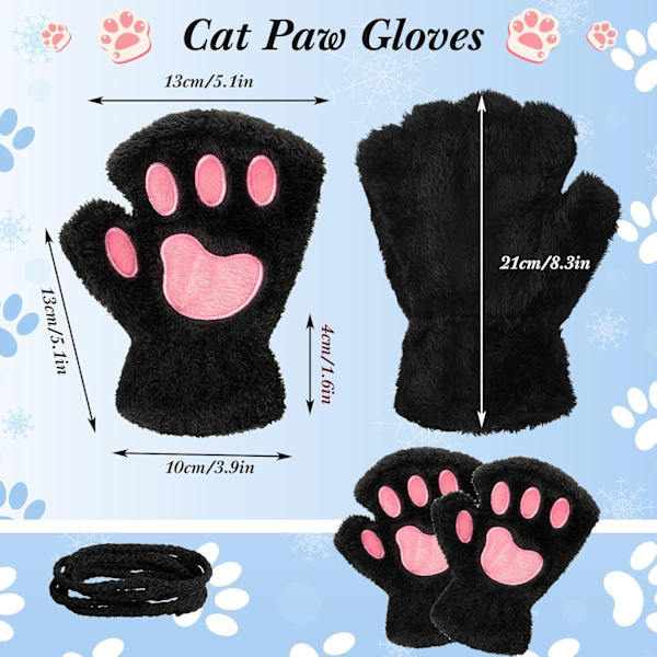 Kattpåtassar Vantar 3 Par Vantar Kattpåtassar Cosplay Konstgjord Päls Plysch Kattvantar Lejonpåtassar Fingerlösa Vantar för Flickor Kvinnor