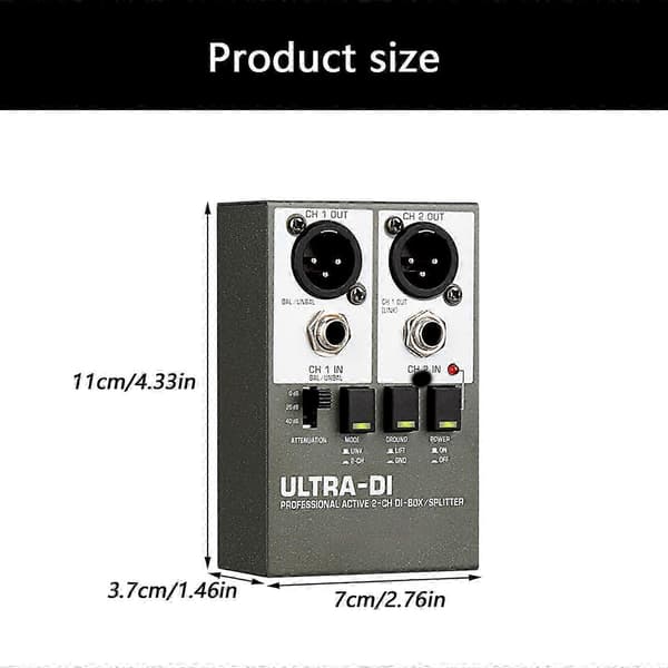 Professionell Stereo DI Box Passiv Design Metallhölje Gitarr Bas Keyboards Signaloptimerare Flerfärgad Multicolor