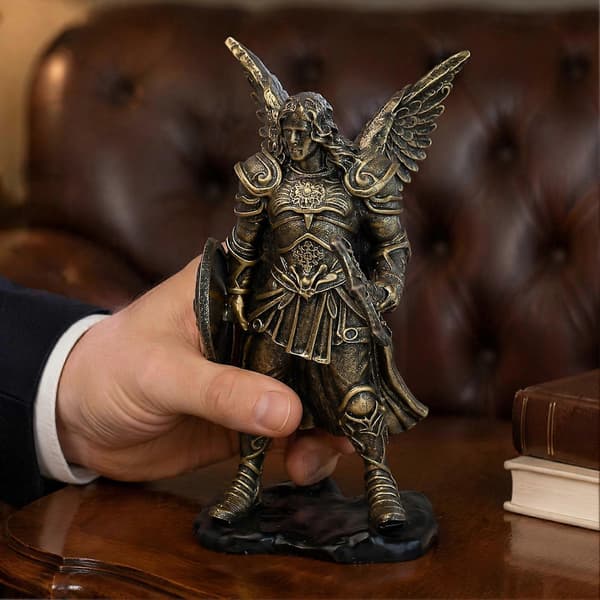 Krigsengel Harpiksstatue - Vinget Soldat til Kontor og Stueindretning Silver E