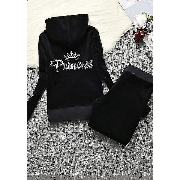 Velour Juicy Sying Dress Hettegensere Fløyel Glidelås Genser Og Bukser Set Sportswear 2023 Dame Vår/høst Joggedress Crop Topbeste gave til jul Princess design M