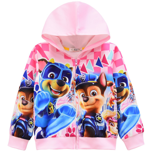 Tegnefilms børnetøjsjakke Animation digitalt tryk tøj Lynlås hætte cardigan jakke pink 120