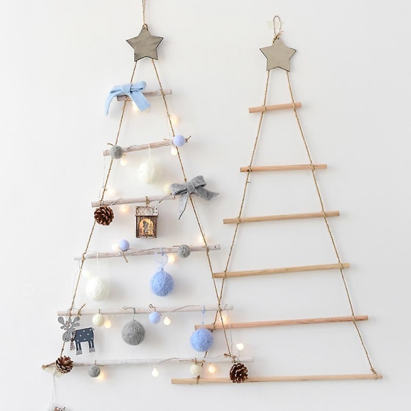 Trä hängande ornament med stjärna och rep dekoration för vägg julgran
