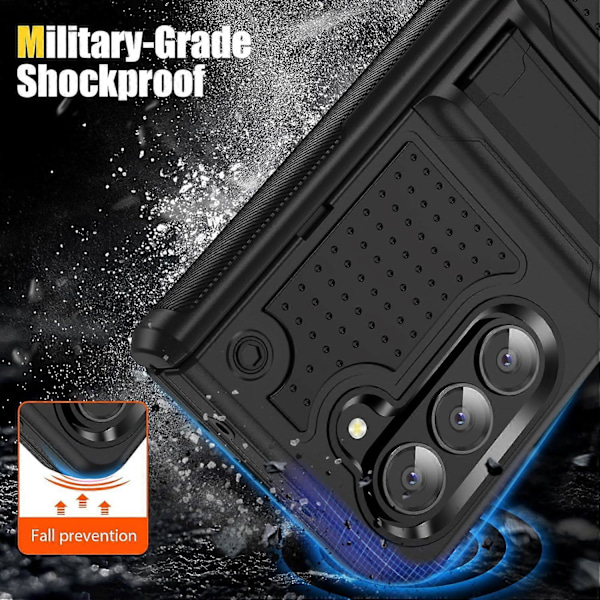 Til Samsung Galaxy Z Fold 6 Etui med Støttefod, Stødsikker 2 i 1 Silikon Gummi med Hård PC Robust Fuldt Krops Etui til Z Fold 6 Red Black For Galaxy Z Fold 6