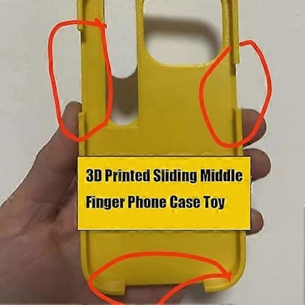 3D-tulostus Keskisormi Liukuva Puhelimen Kotelo, Hauska Parodia Puhelimen Kotelo, Luova Ystävällinen Ele Puhelimen Kotelo iPhone 15 Pro Maxille Yellow