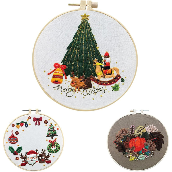 Embroidery Ornaments Kit, Advent Calendar Set, 24 Days Creative Arts & Crafts with Learn Embroidery Christmas Ornaments Kit