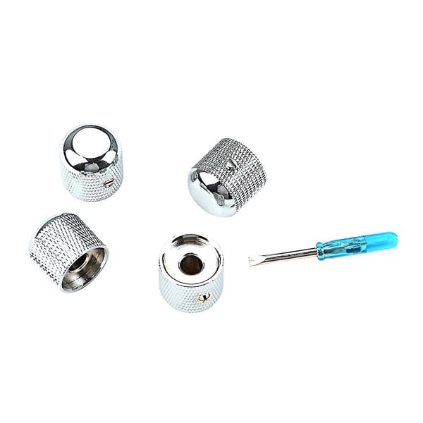 4st Metall Gitarr Ton Volym Knopp Potentiometer Hatt Kåpa Gitarrdelar Tryckknopp Med Hål Gitarr Silver