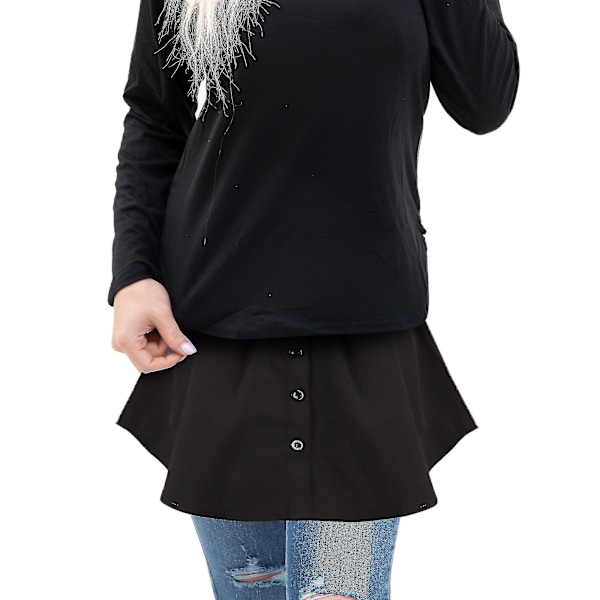 4 st Skjortförlängare för Kvinnor Justerbar Lagerfalsk Topp Lägre Svep Skjorta Halv Längd Minikjol (flerfärgad, XL) Black 2XL
