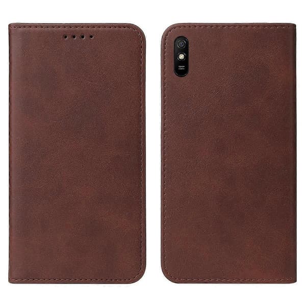 Magnetisk læder telefoncover til Xiaomi Redmi 9AT Brown