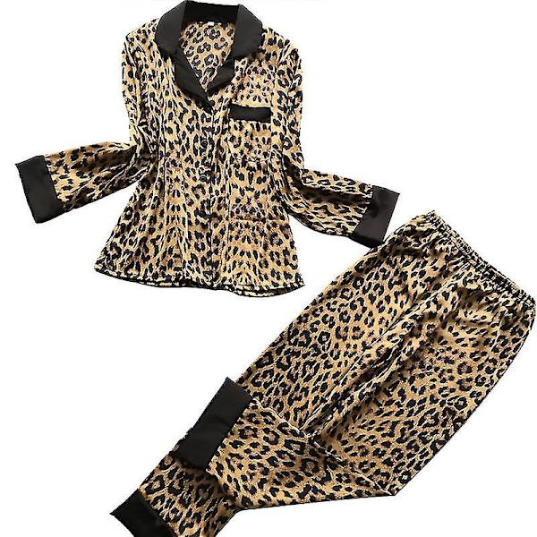 Langærmede Pyjamas - Efterår Leopard Print Mode Pyjamas Sæt L