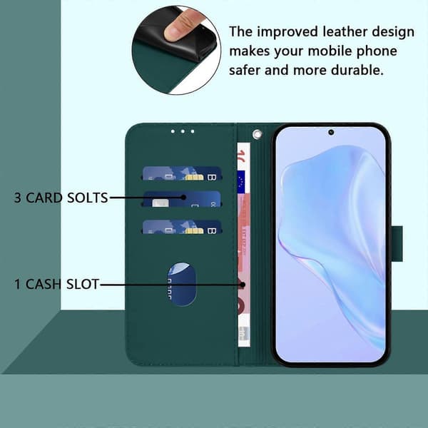 Lanyard PU Etui Til OPPO Reno7 5G Global Dark Green