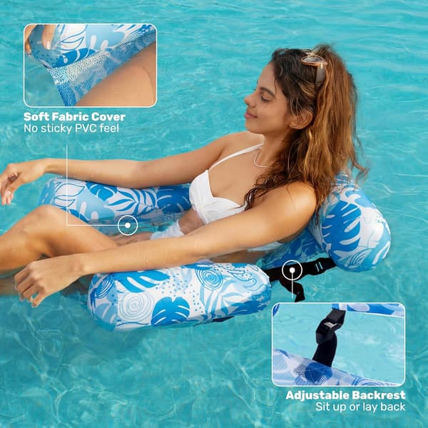 2-Pack Inflatable Floating Hammock and Pool Chair for Adults Water Hammock Pool Float for Pool Beach Vacation and Relaxation Blue Stripes + Green Stripes