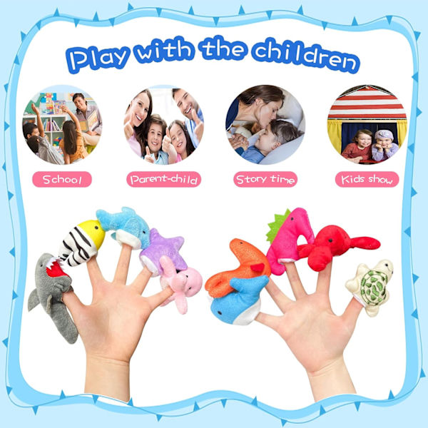 10 st fingerdockor för småbarn, mjuka plysch marina djur fingerdocka leksaker för berättelsetid lektid visar festgåvor, pedagogiska dockor 10 Pcs Marine Animals Finger Puppet